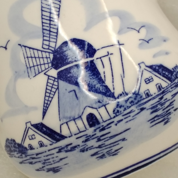 JOA Delft Blue Windmill and Floral MUG Hand Painted Porcelain Potbelly 9 oz Cup - Picture 10 of 12